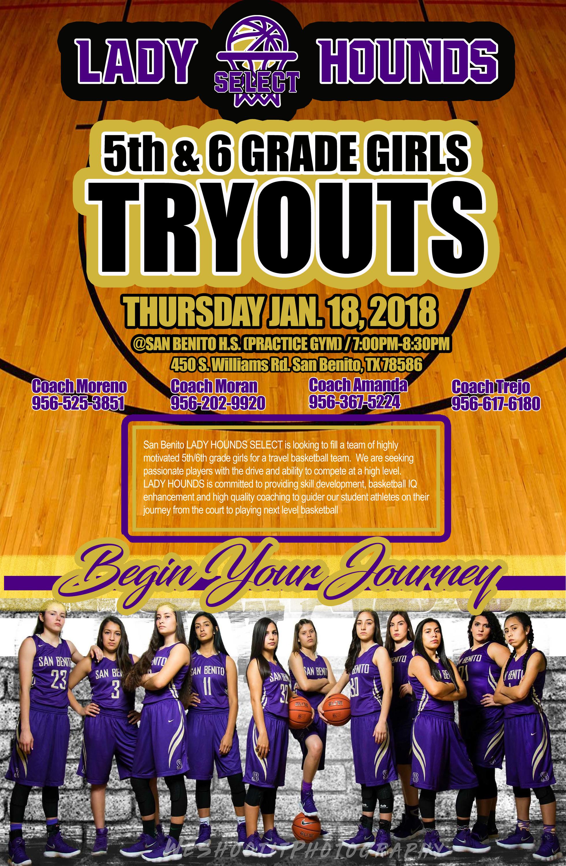 5th & 6th Grade Girls Tryouts Flyer