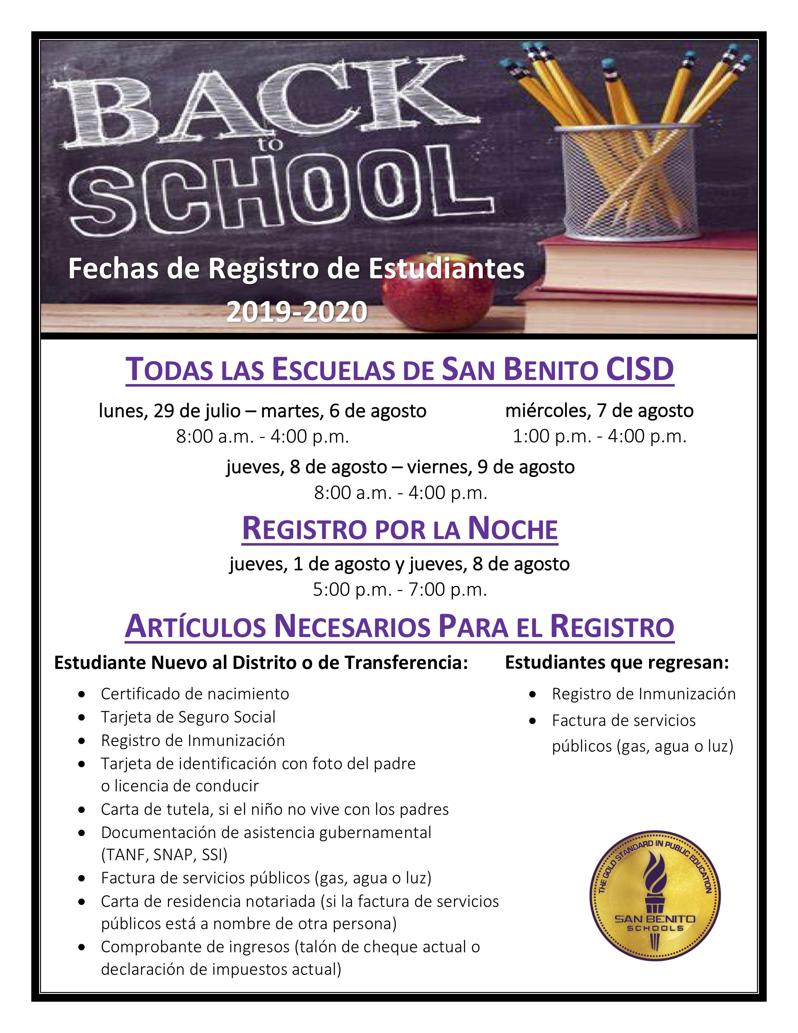 Reminder / Recordatorio  San Benito Consolidated Independent School  District