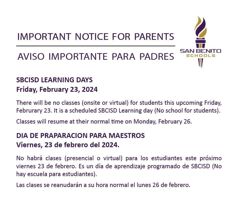 Important Notice for Parents